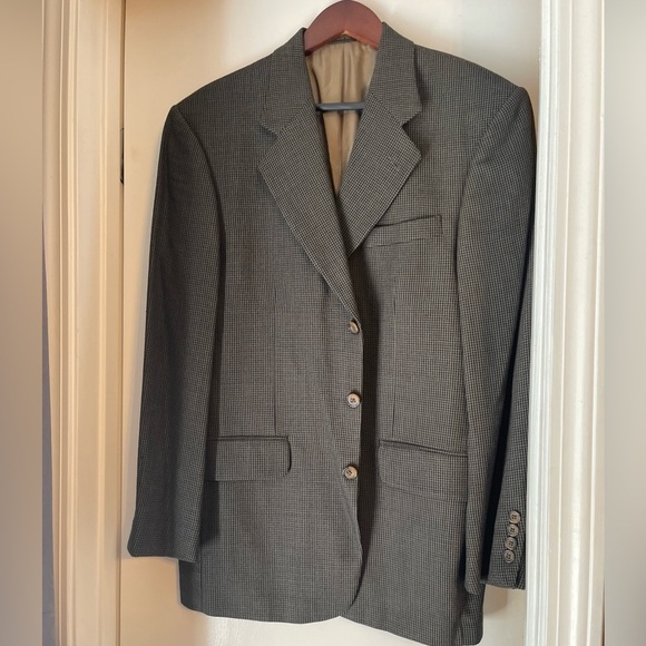 Oscar de la Renta Vintage 100% wool Black Houndstooth 40R Sport Jacket - Picture 1 of 6